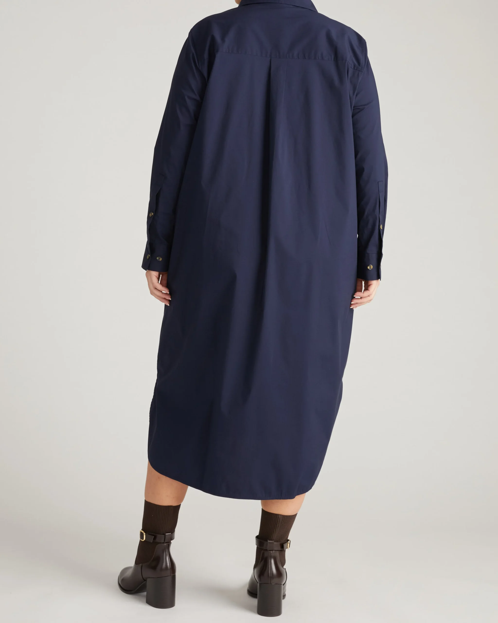 Odeon Stretch Poplin Shirtdress Navy
