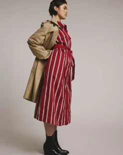 Odeon Stretch Poplin Shirtdress Red/Black/White Stripe