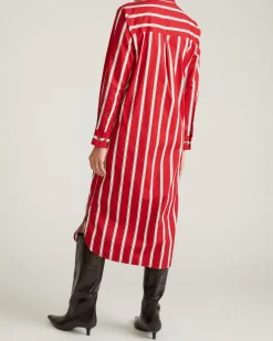 Odeon Stretch Poplin Shirtdress Red/Black/White Stripe