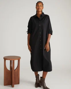Odeon Stretch Poplin Shirtdress Black