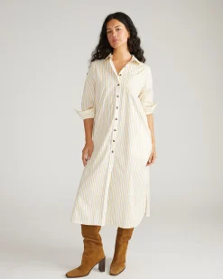 Odeon Stretch Poplin Shirtdress Yellow Multi Stripe