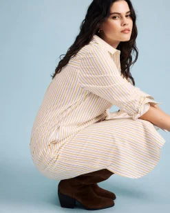 Odeon Stretch Poplin Shirtdress Yellow Multi Stripe