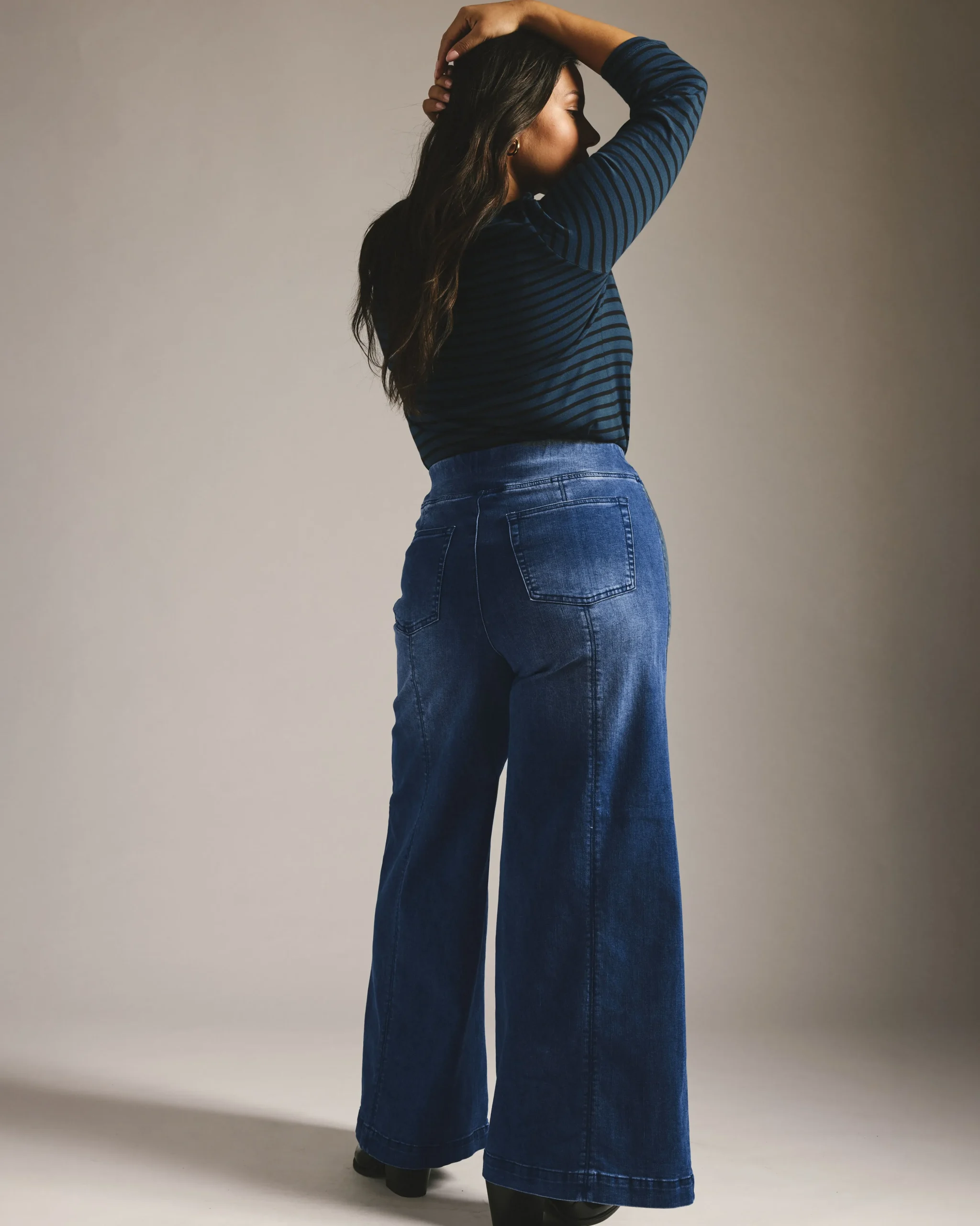 Olivia Pintuck Wide Leg Jeans True Blue