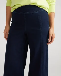 Olivia Pintuck Wide Leg Jeans Dark Indigo