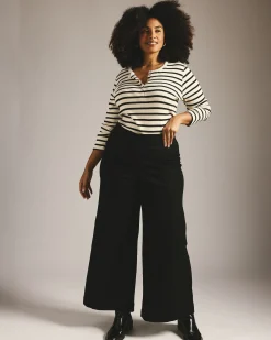 Olivia Pintuck Wide Leg Jeans Jet Black