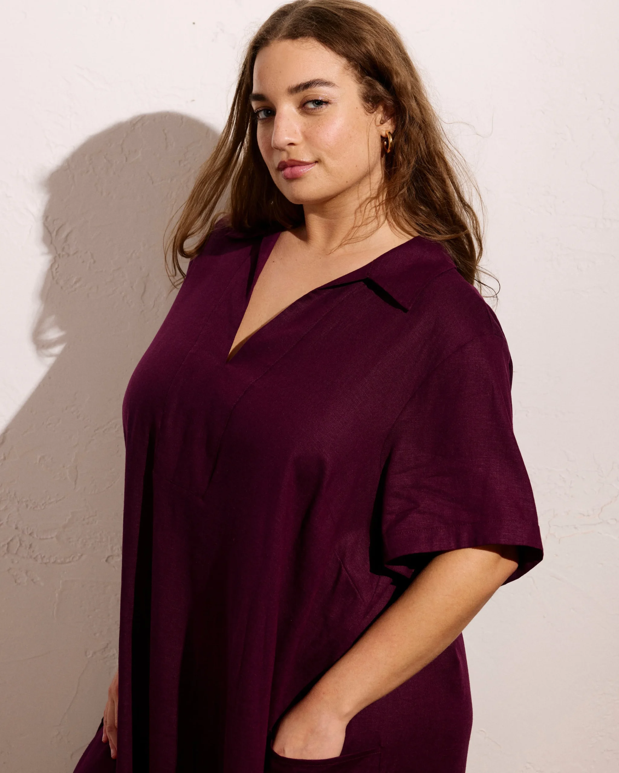 Padma Polo Neck Linen Blend Dress Acai