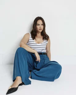Palais Cooling Cupro Wide Leg Pant Blue Beetle