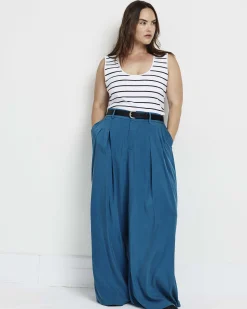 Palais Cooling Cupro Wide Leg Pant Blue Beetle