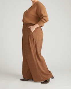 Palais Cooling Cupro Wide Leg Pant Brown Hacienda Print