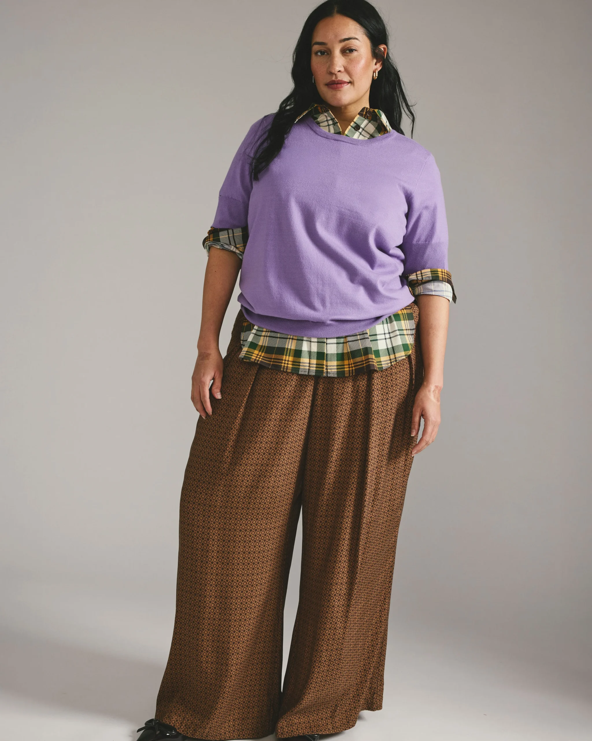 Palais Cooling Cupro Wide Leg Pant Brown Hacienda Print