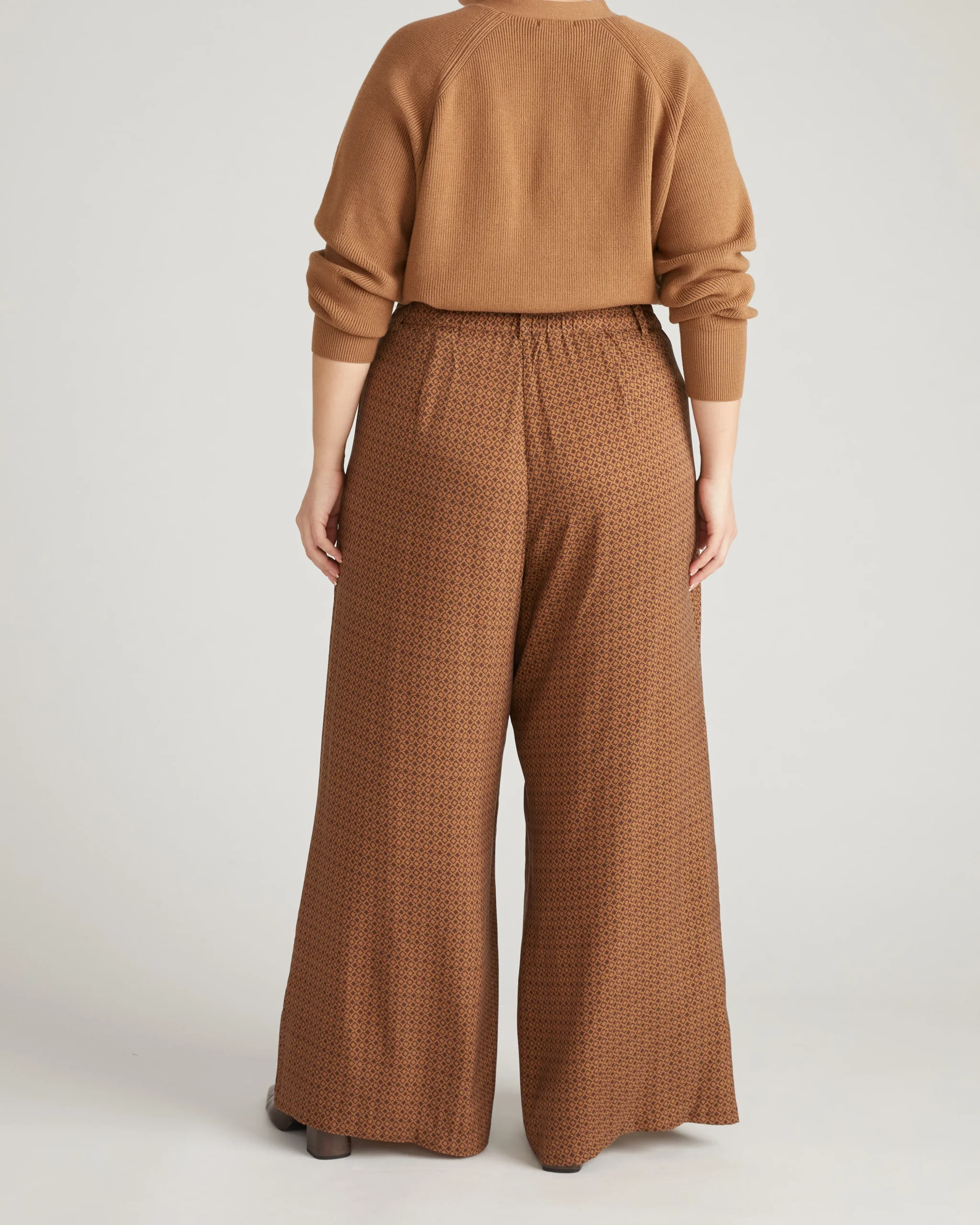 Palais Cooling Cupro Wide Leg Pant Brown Hacienda Print