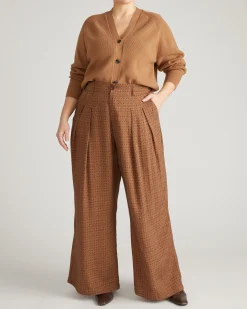 Palais Cooling Cupro Wide Leg Pant Brown Hacienda Print