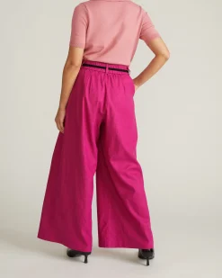 Palais Stretch Linen Blend Wide Leg Pant Hyper Pink