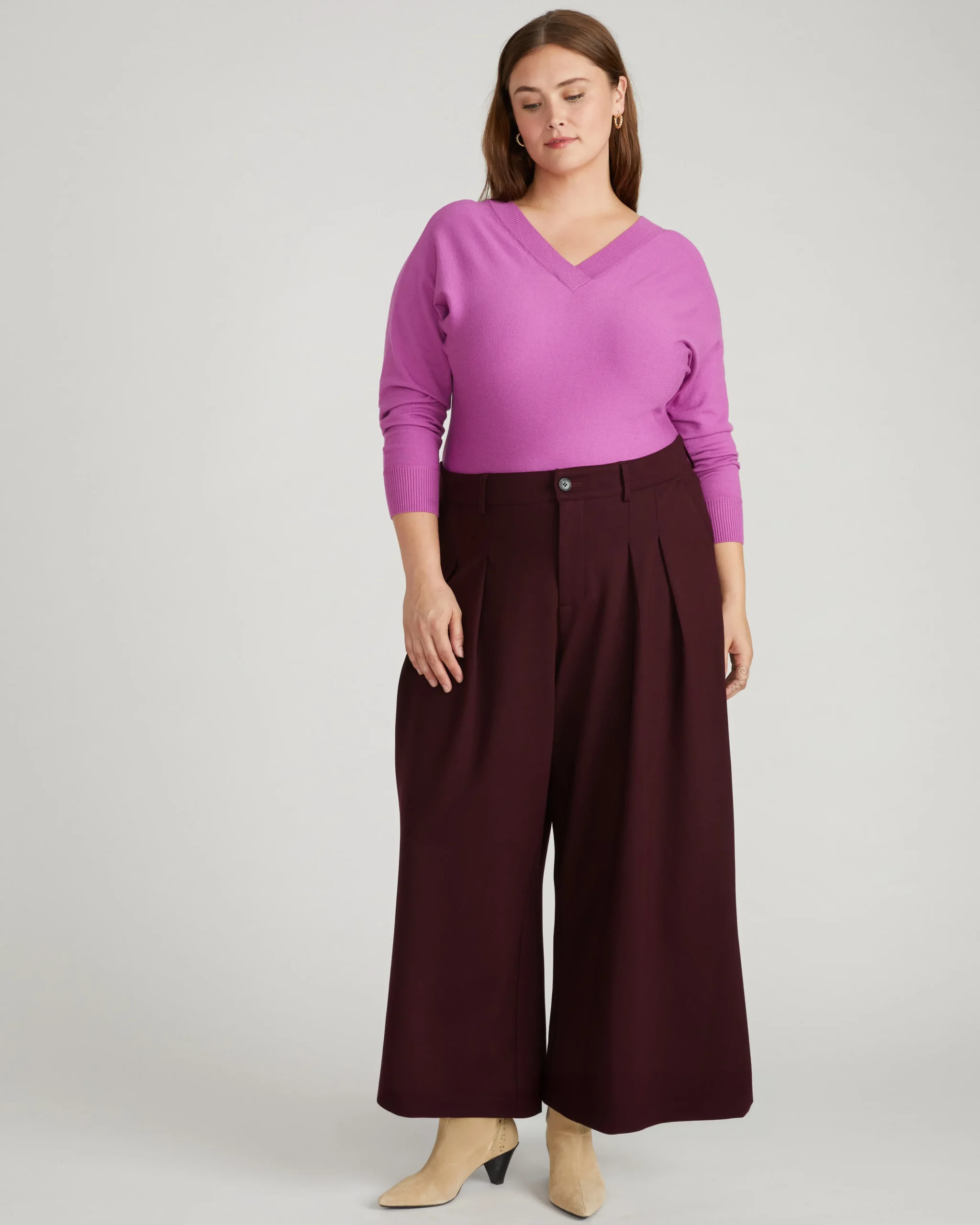 Palais Wide Leg Ponte Pants Black Cherry