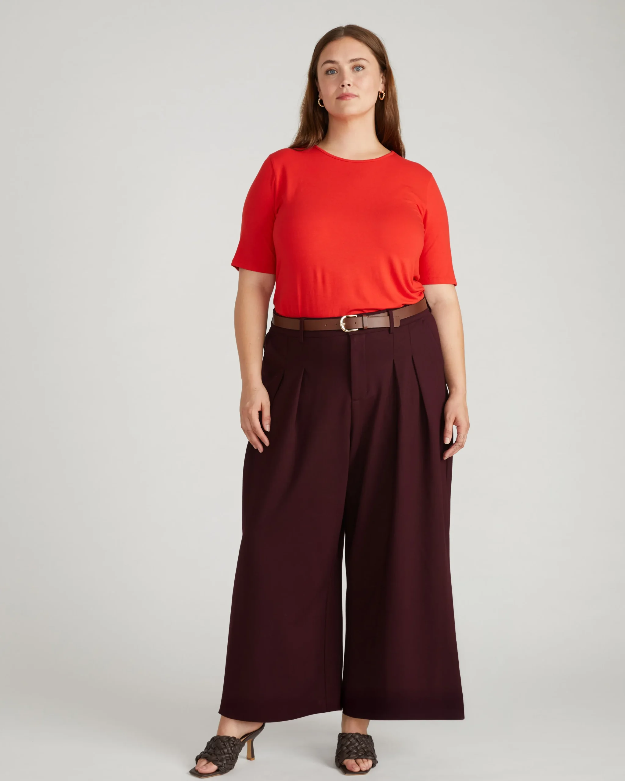 Palais Wide Leg Ponte Pants Black Cherry