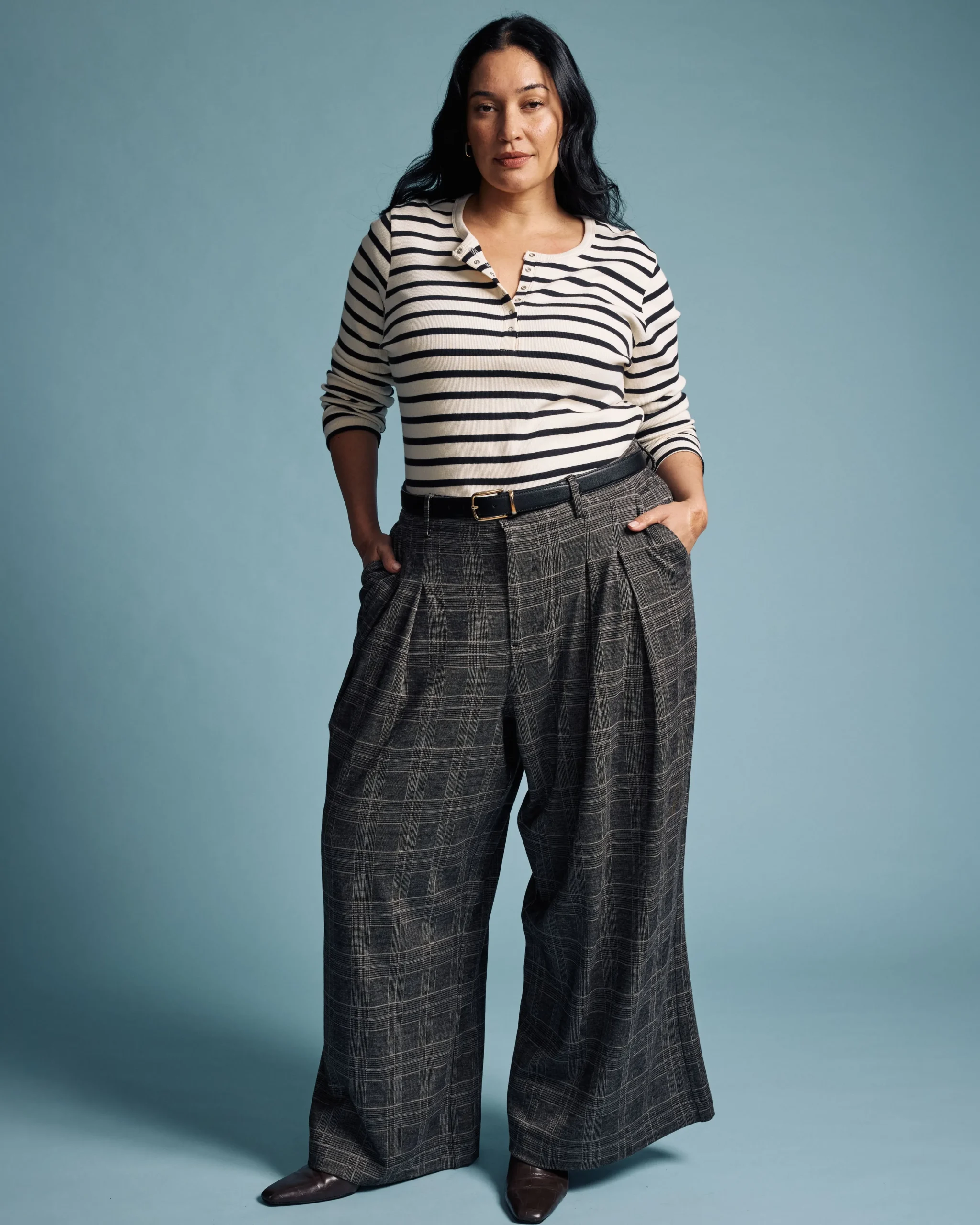 Palais Wide Leg Ponte Pants British Plaid