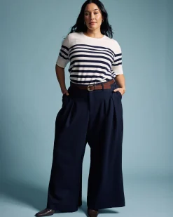 Palais Wide Leg Ponte Pants Navy