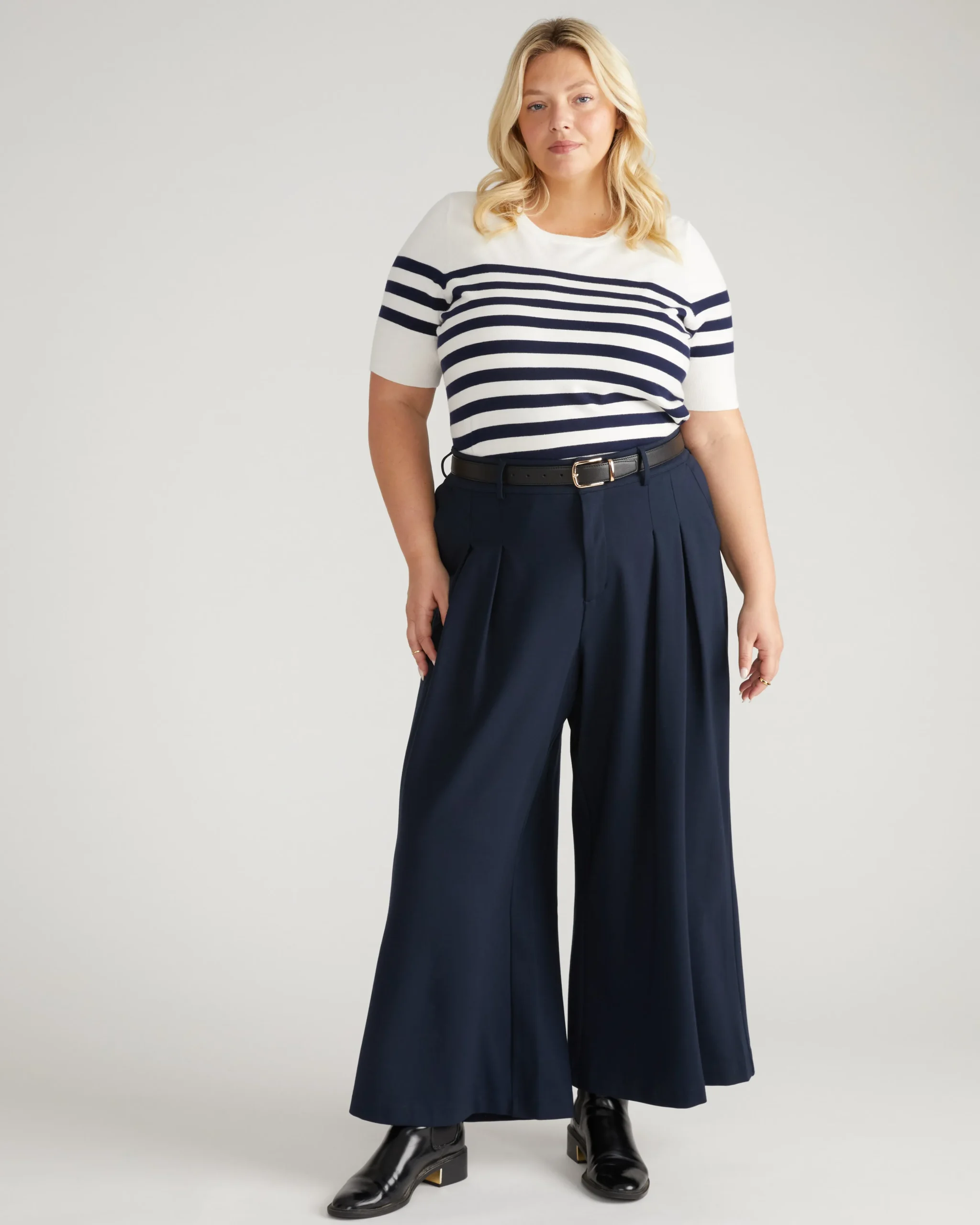 Palais Wide Leg Ponte Pants Navy