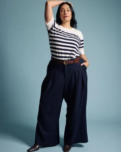 Palais Wide Leg Ponte Pants Navy