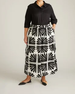 Palazzo Cargo Linen Blend Pant Ink Bloom Print