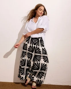 Palazzo Cargo Linen Blend Pant Ink Bloom Print