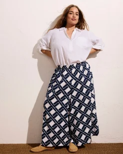 Palazzo Cargo Linen Blend Pant Geometrica Print