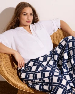 Palazzo Cargo Linen Blend Pant Geometrica Print