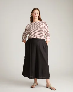 Palazzo Cargo Linen Blend Pant Black