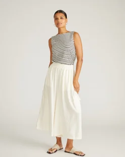 Palazzo Cargo Linen Blend Pant Natural White