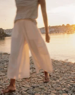 Palazzo Cargo Linen Blend Pant Natural White