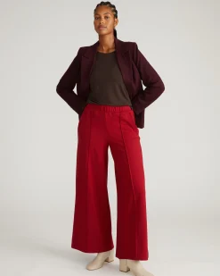 Pam Pintuck Wide Leg Ponte Pants Garnet