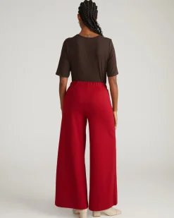 Pam Pintuck Wide Leg Ponte Pants Garnet