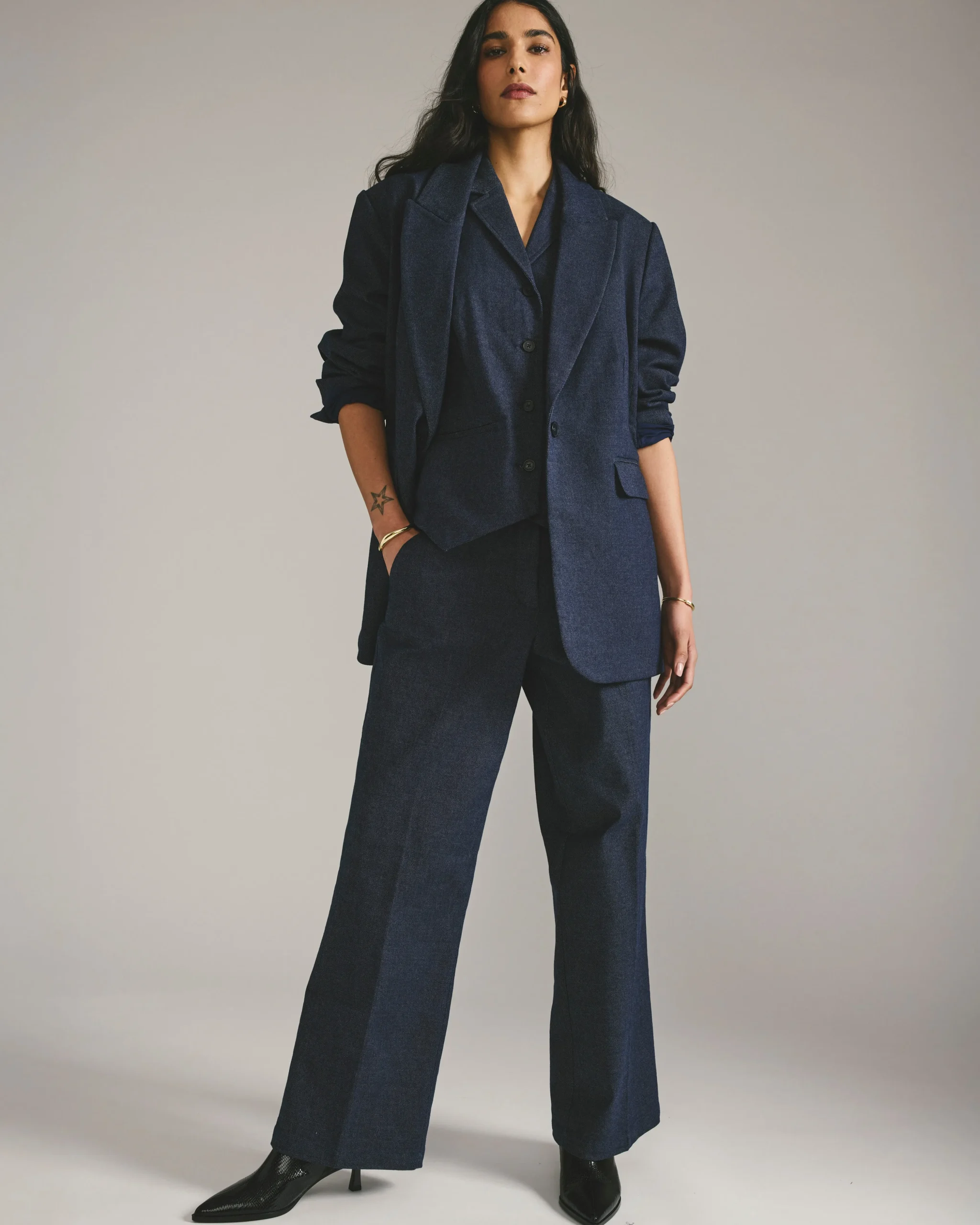 Percy Denim Look Blazer Dark Indigo