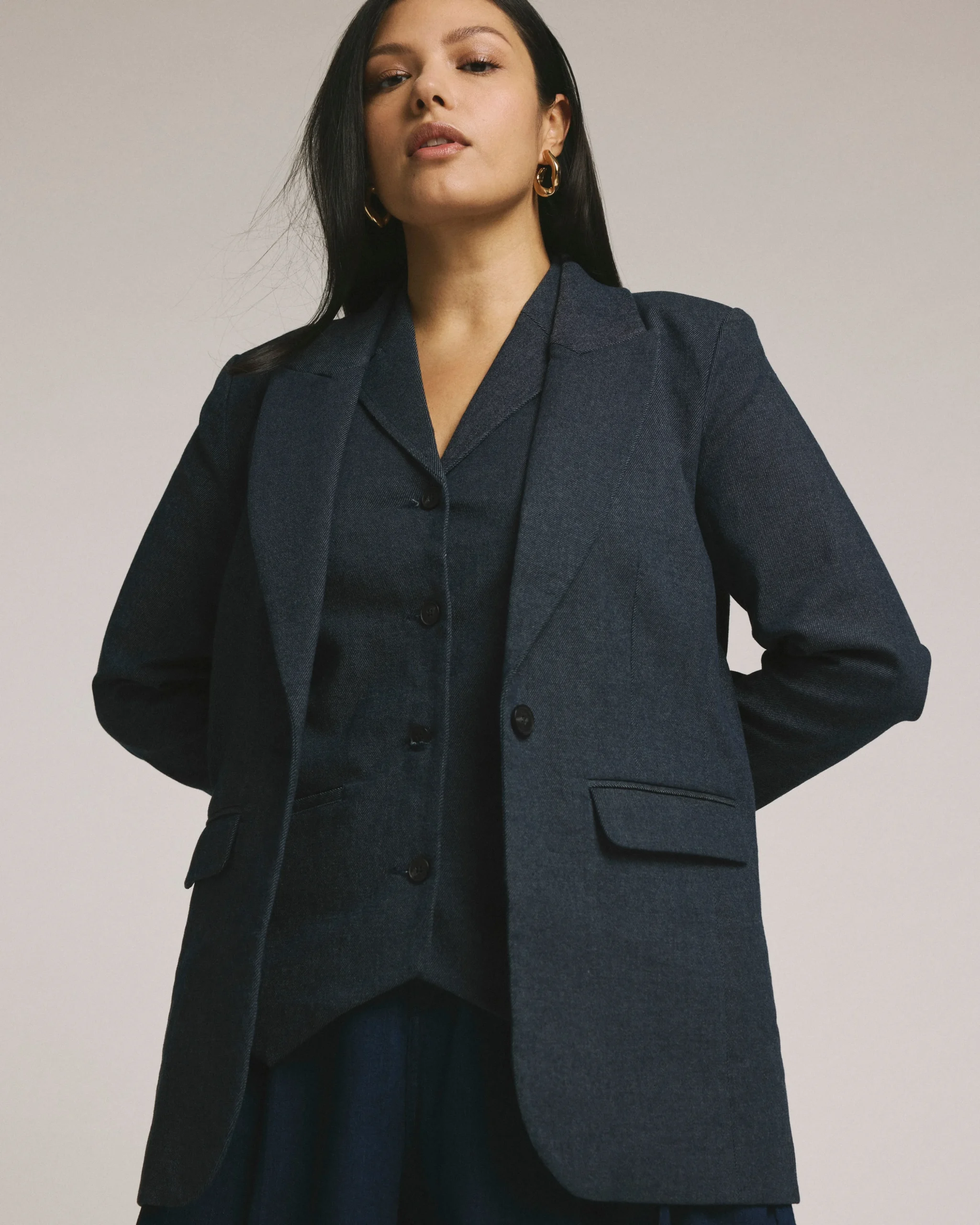 Percy Denim Look Blazer Dark Indigo