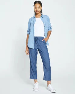 Perfect Tencel Chambray Off-Duty Pants Midnight Blue