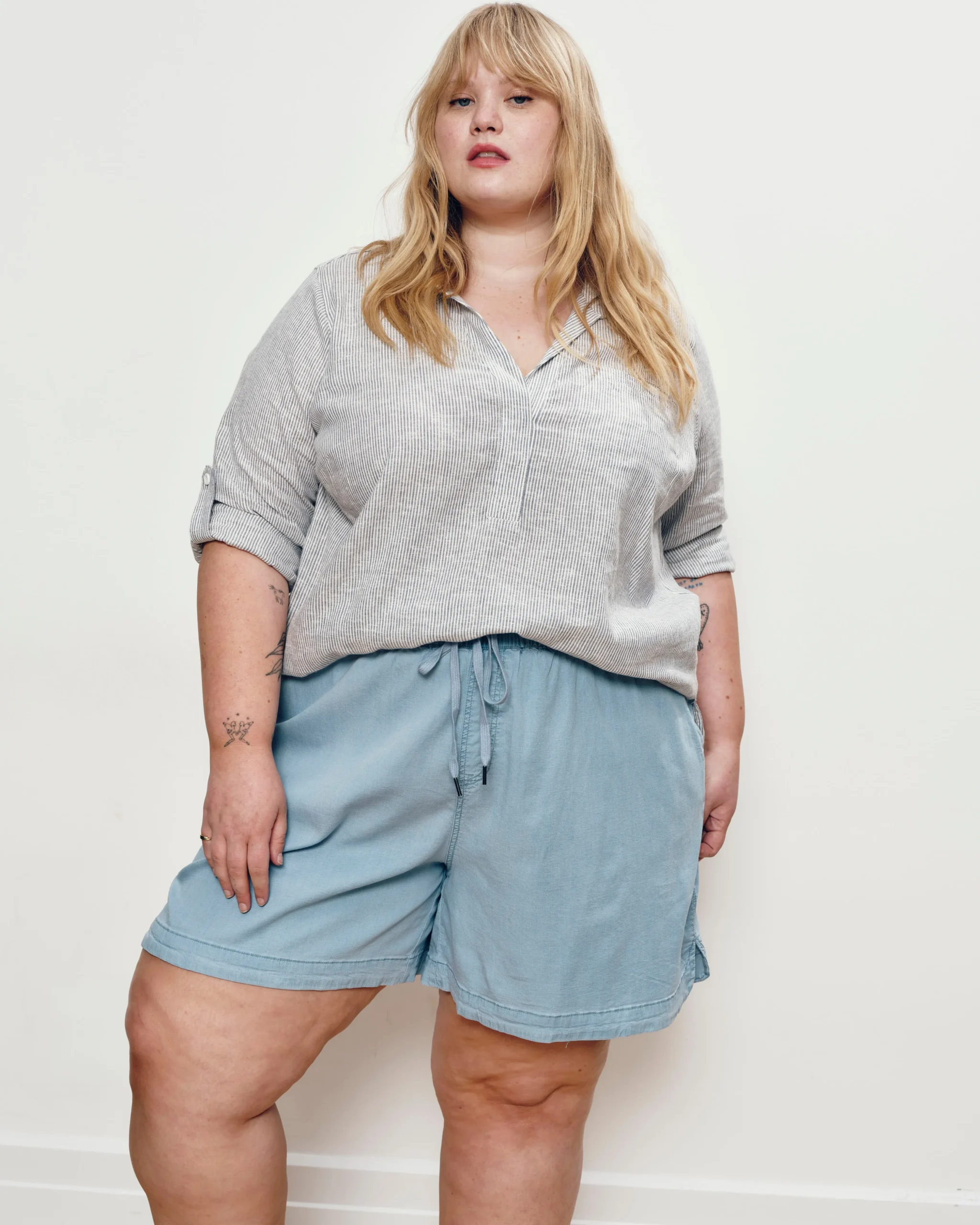 Perfect Tencel Chambray Shorts Morning Blue