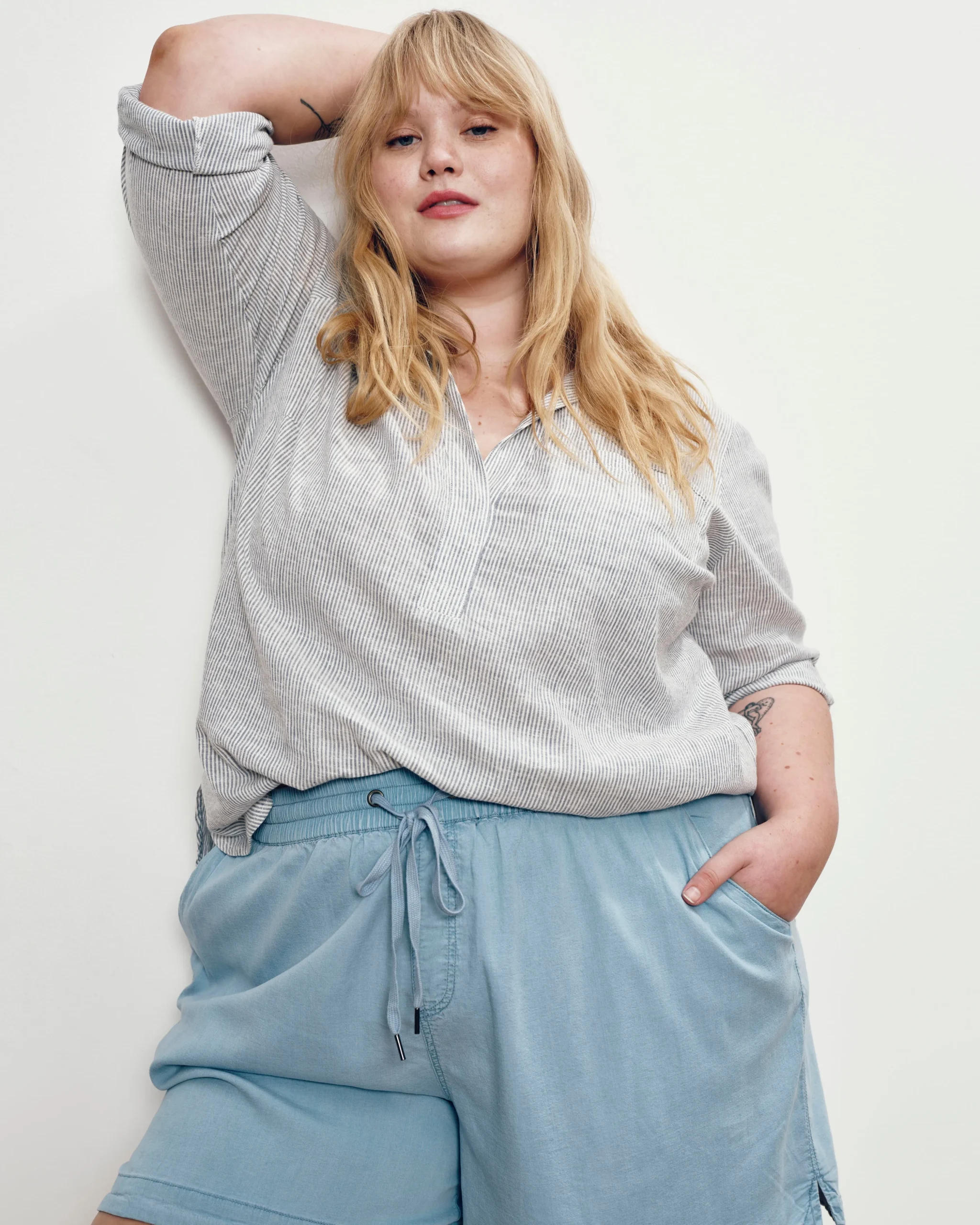 Perfect Tencel Chambray Shorts Morning Blue