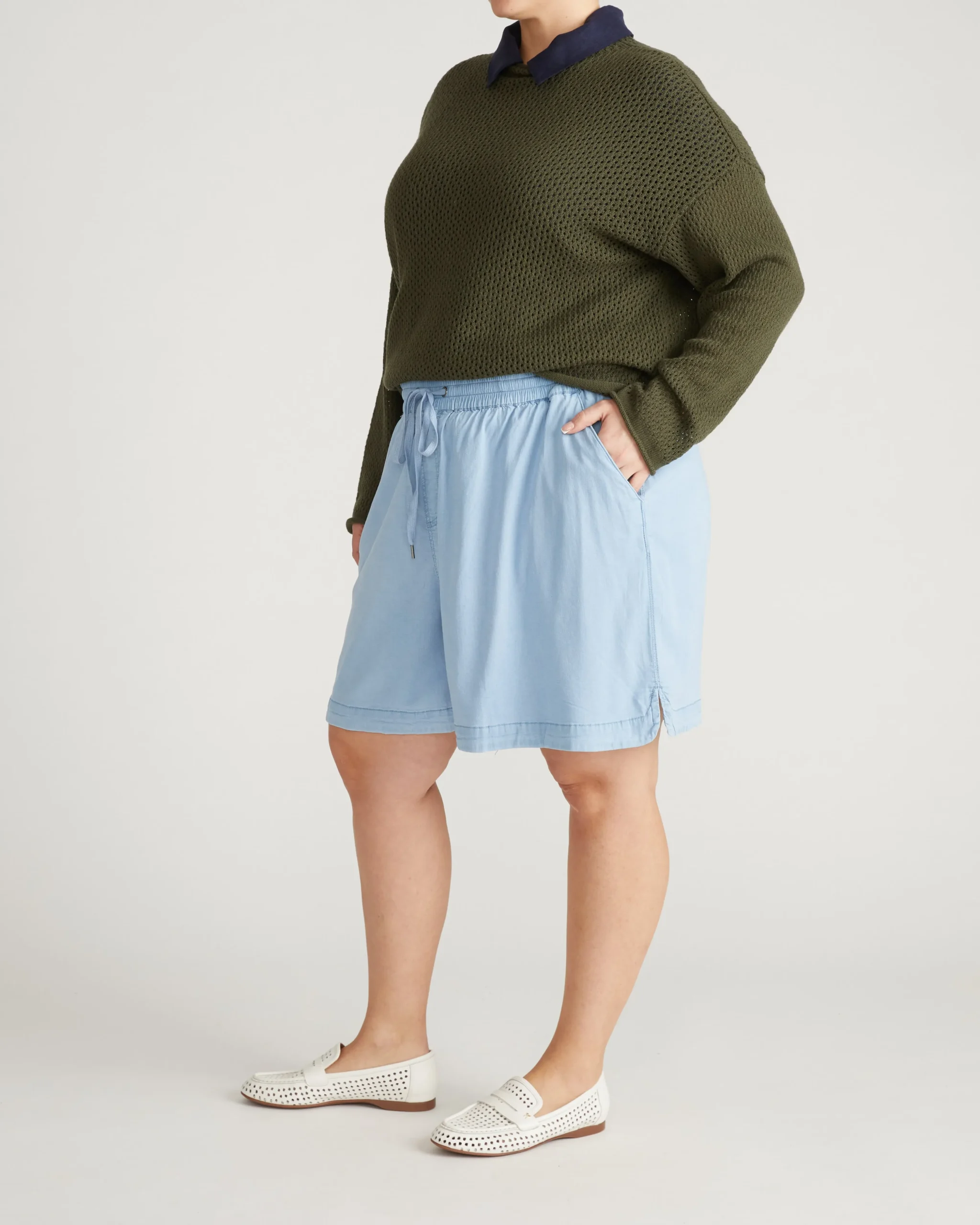 Perfect Tencel Chambray Shorts Morning Blue