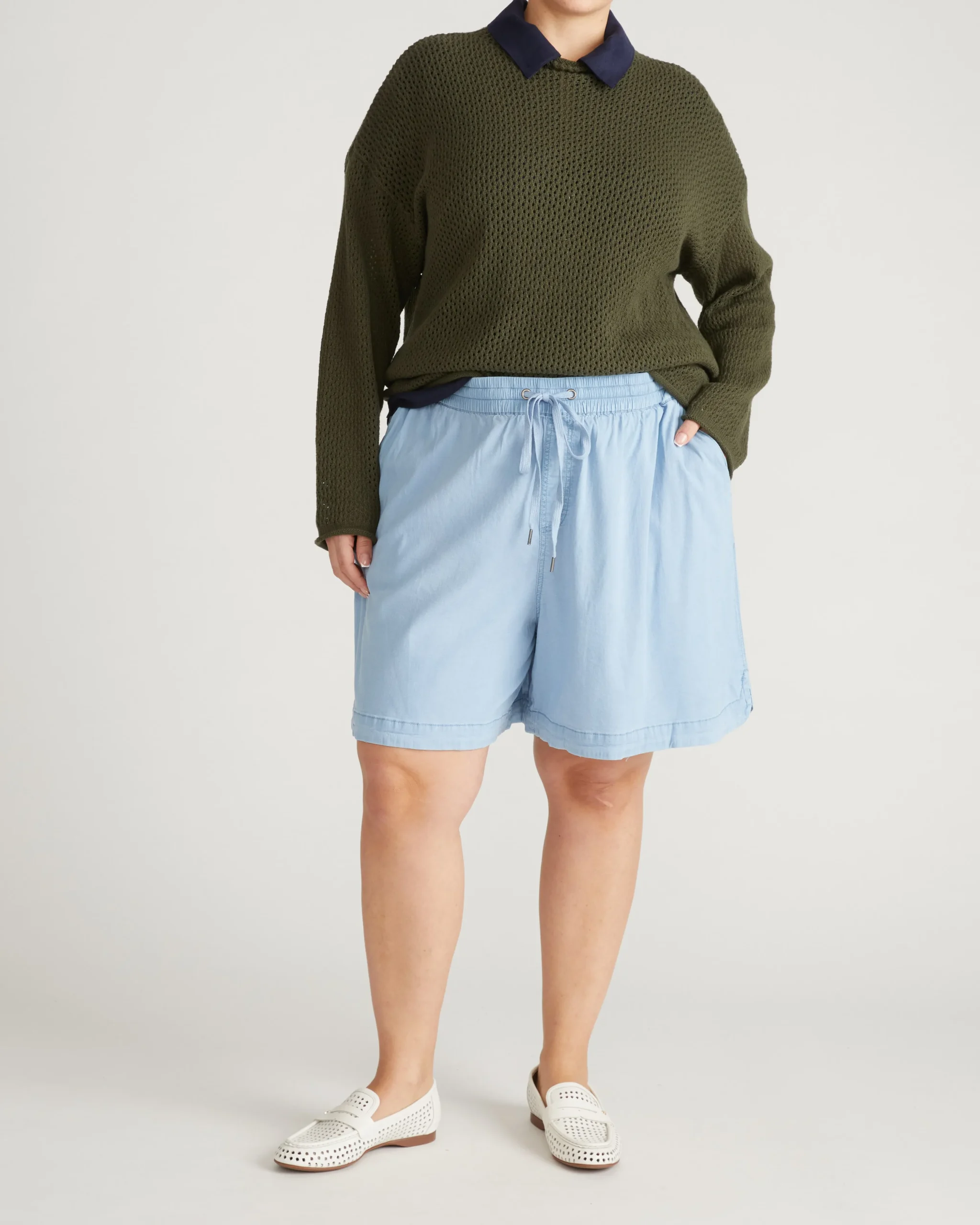 Perfect Tencel Chambray Shorts Morning Blue