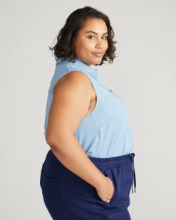 Perfect Tencel Chambray Sleeveless Shirt Morning Blue