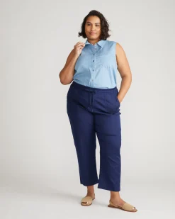 Perfect Tencel Chambray Sleeveless Shirt Morning Blue