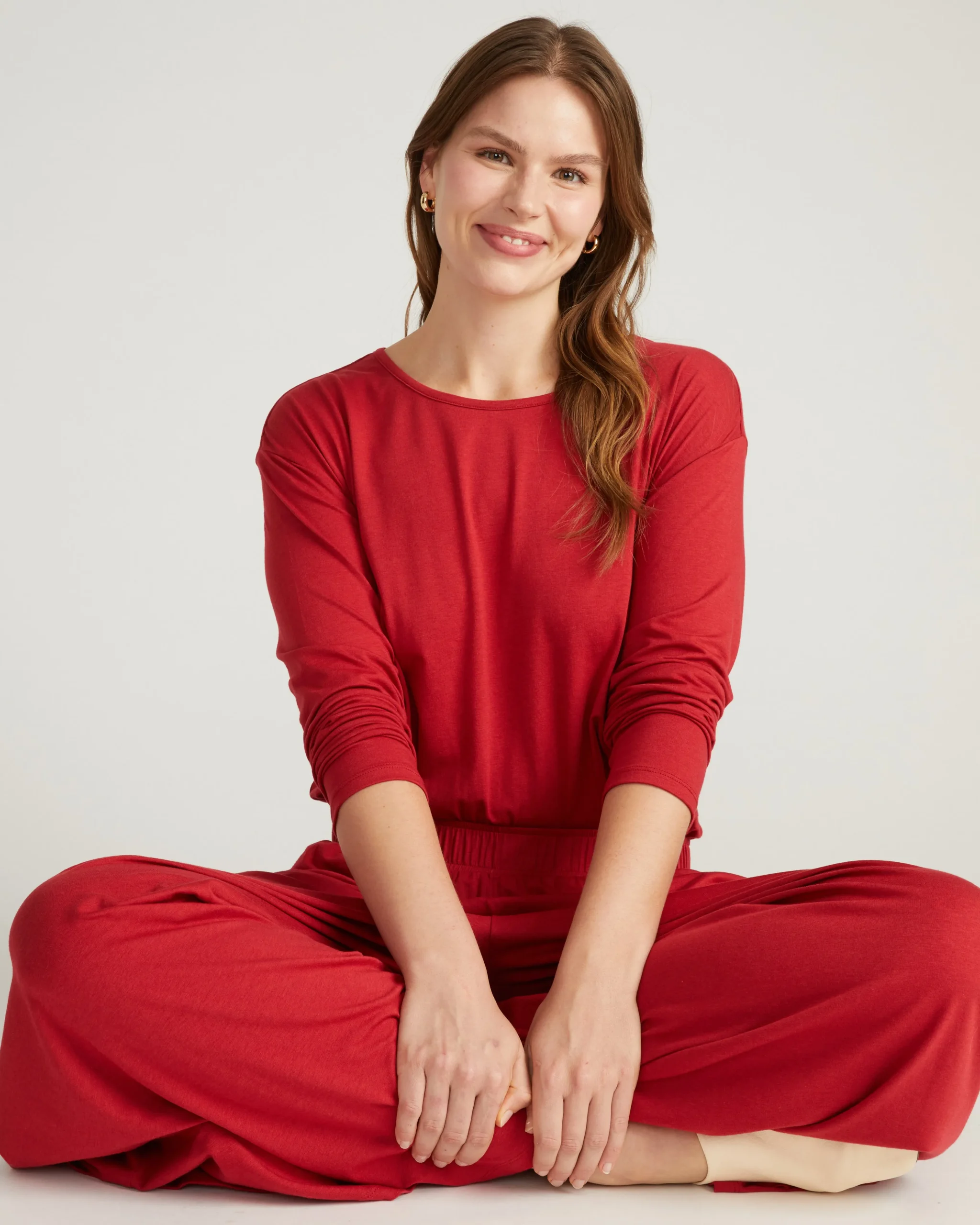 Pina Long Sleeve Lounge Tee Raspberry