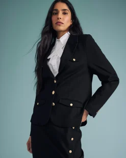 4 Pocket Ponte Blazer Black with Gold Buttons