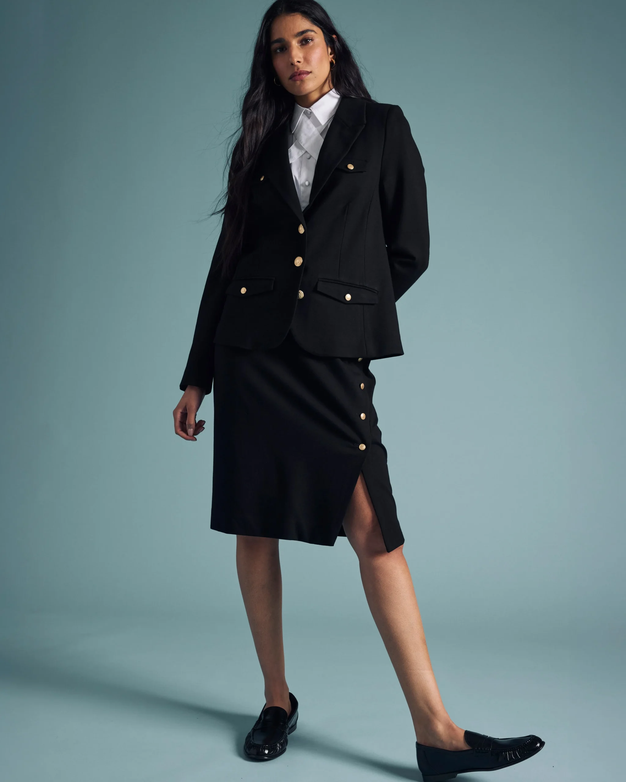 4 Pocket Ponte Blazer Black with Gold Buttons