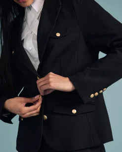 4 Pocket Ponte Blazer Black with Gold Buttons