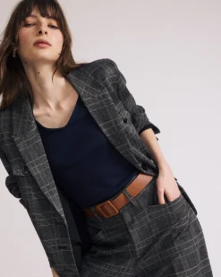 4 Pocket Ponte Blazer British Plaid