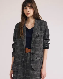 4 Pocket Ponte Blazer British Plaid