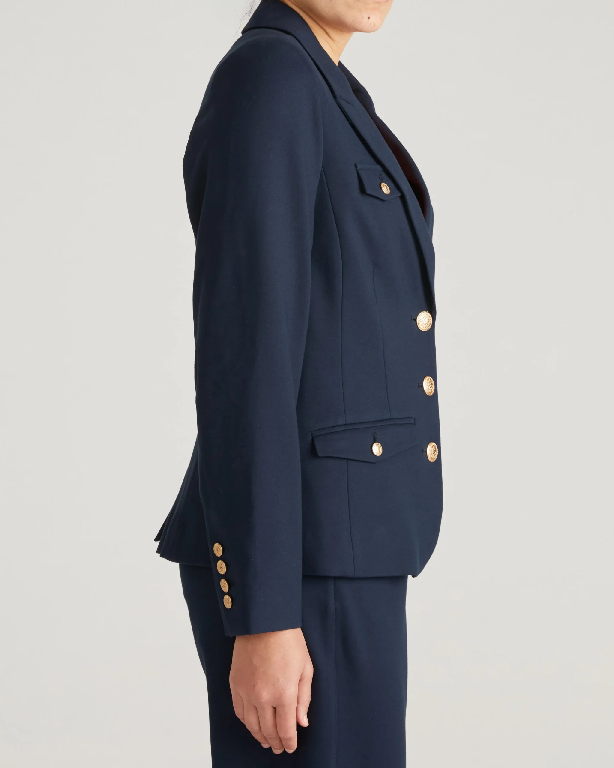 4 Pocket Ponte Blazer Navy with Gold Buttons