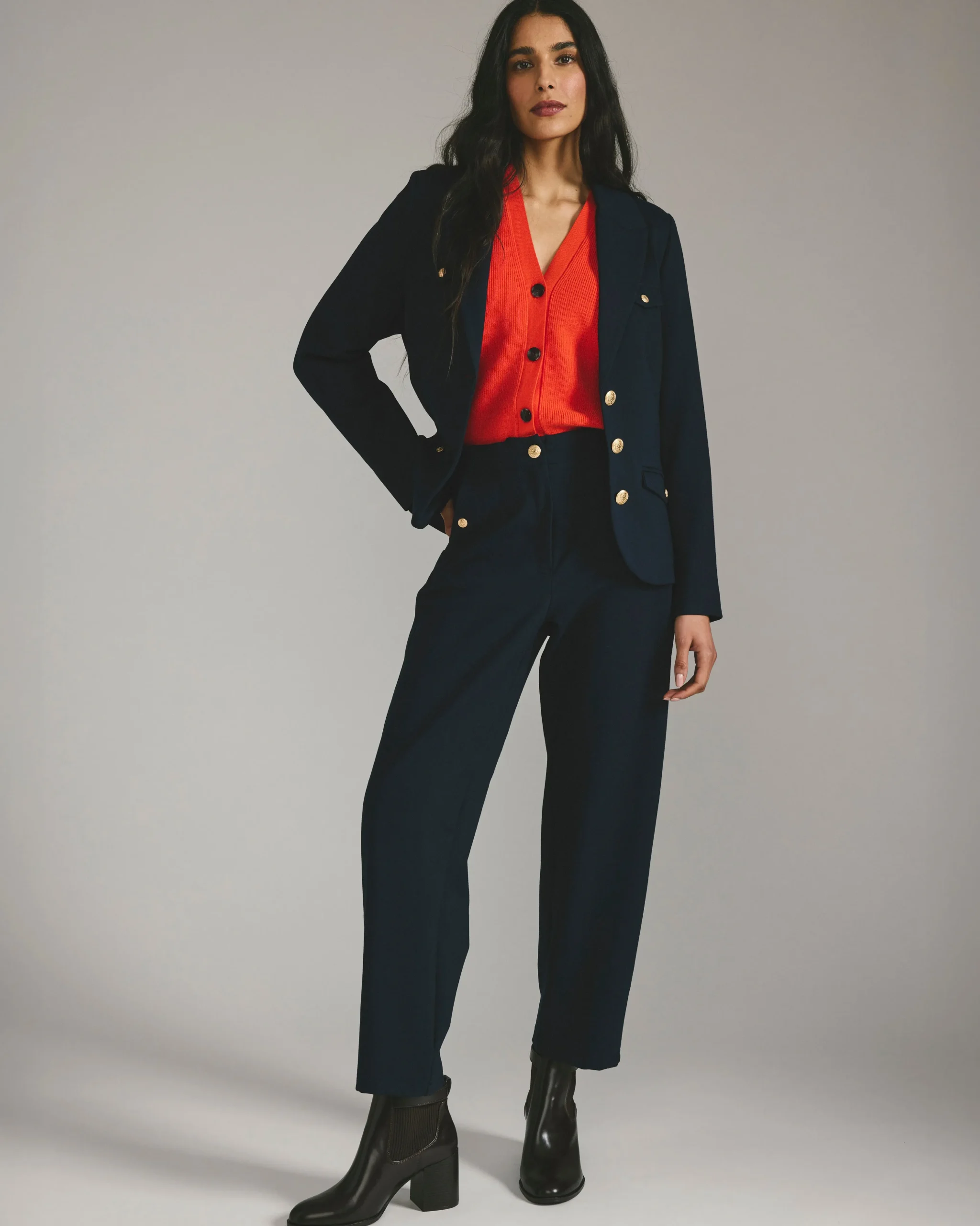 4 Pocket Ponte Blazer Navy with Gold Buttons