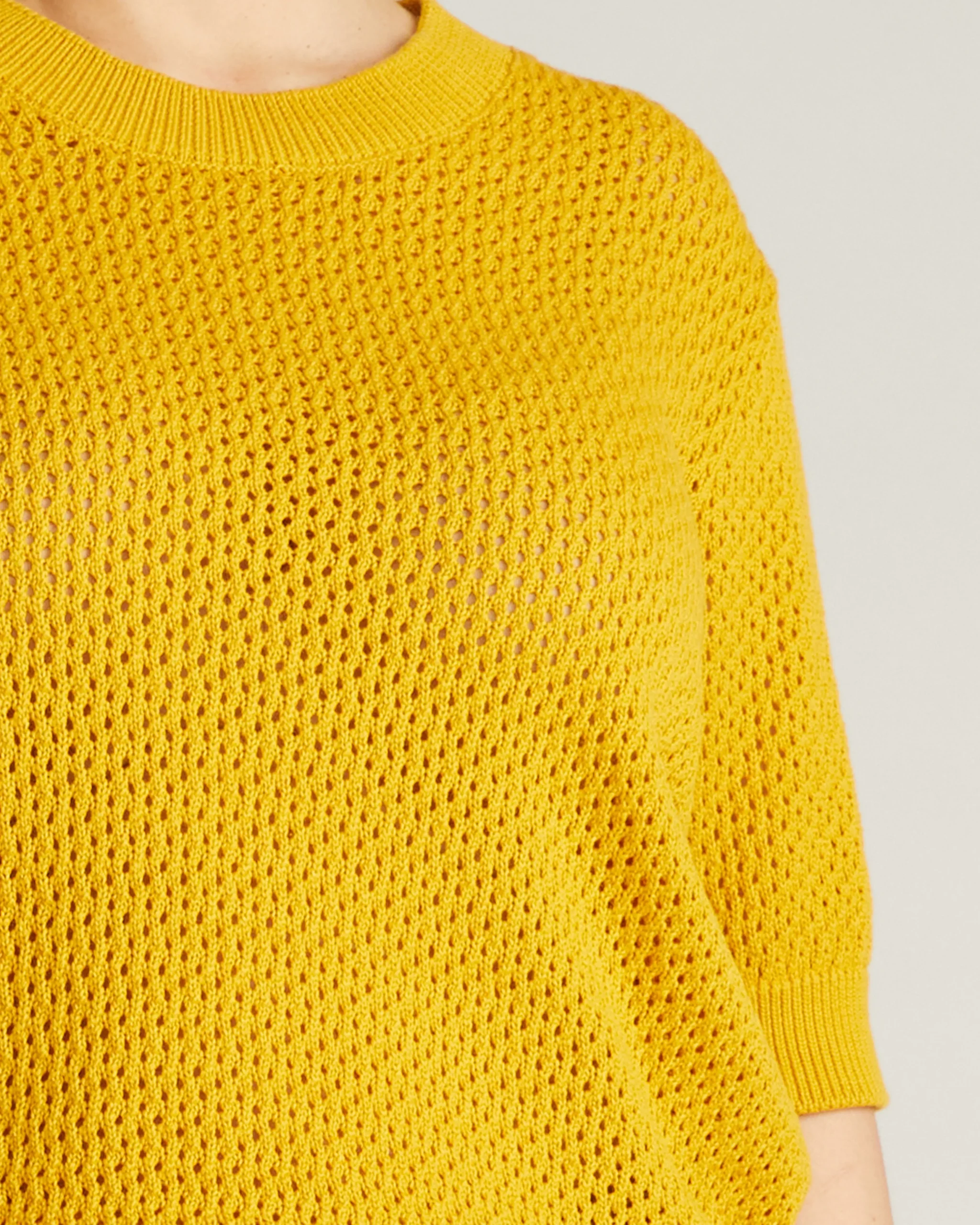 Positano Pointelle Mock Neck Sweater Goldenrod